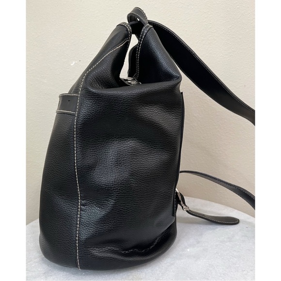 Vintage 90’s Esprit Black Faux Leather Slingback Bucket Backpack main image 9